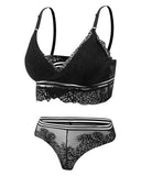 Lace Contour Plunge Bra and Panty Set 5115